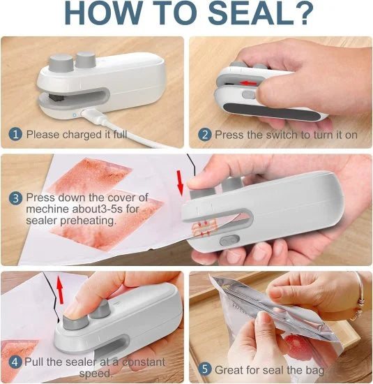 ✅ Seal Any Bag in Seconds! | 2-in-1 Mini Heat Sealer + Cutter 🔥